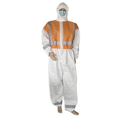 High Visibility Coverall Disposable Protective Clothing HI-VIZ Safety Overalls With Reflective Tape