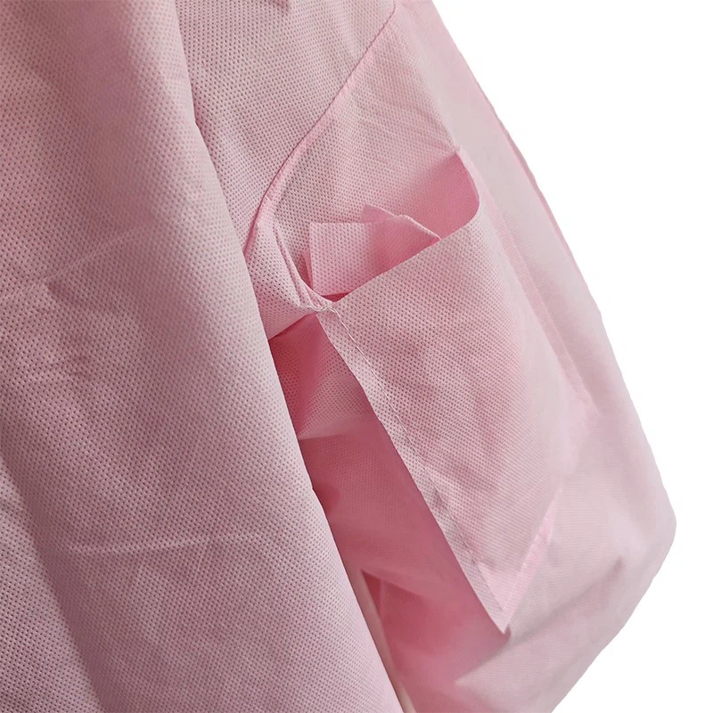 Disposable Polypropylene Bathing Smock SPA Beauty Robes Beauty Salons Pink Non-woven TNT Kimono With Belt